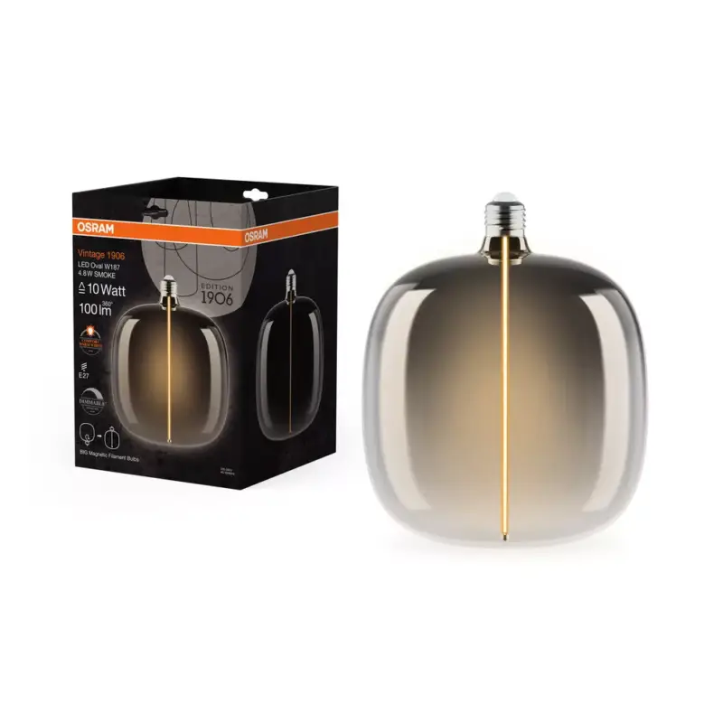 LED dekoratív izzó E27 4,8 W = 10 W 100 lm 1800 K Meleg 320° Füstölt, szabályozható fényerejű izzószálas Vintage 1906 Osram Utolsó esély