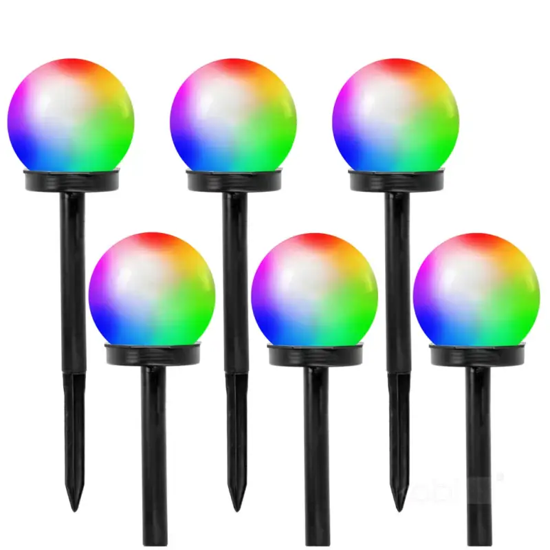 Napelemes kerti lámpa, dugaszolható, kültéri LED girland, 0,12 W RGB, fekete IP44, gömb Kobi Outlet
