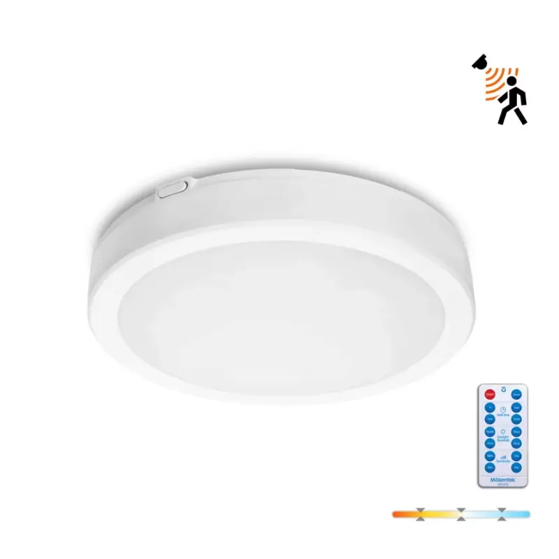 LED fürdőszobai mennyezeti lámpa, 18W, 1890lm, 4000K, 120°, mozgás- és alkonyérzékelővel, fehér, IP65, Nairos Kobi Expressz kézbesítés