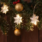 Tracon LED karácsonyi lánc hópehely fehér fém elemes meleg fehér CHRSTSFWM10WW Árcsökkenés