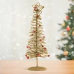 Olcsóbb Karácsonyi glitteres, arany színű fém karácsonyfa, 28 cm 58622B