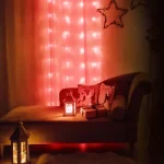 Olcsó Halloween Fényfüggöny 48 db piros LED 60x120 cm 2 x AA 58187