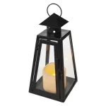 Prémium Emos LED fekete, szögletes lámpás, 26,5 cm, 3x AAA, beltéri, vintage DCLV18