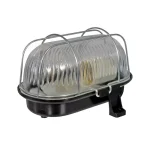 Azonnal elérhető Pawbol hajólámpa fém védőráccsal E27 60W ovális fekete IP44 D.3166C