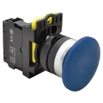 Tracon gombafejű nyomógomb kék 1×NO, 5A/230V AC-15, 40mm, IP65 Expressz kézbesítés