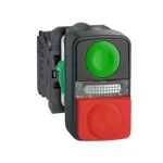 Rendeld meg most Schneider HARMONY XB5 süllyesztett világító kétfejű ipari nyomógomb piros/zöld O22 1NO+1NC 24V XB5AW73731B5