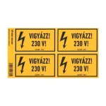 Matrica 100x60 mm Vigyázz! 230V! jelzéssel ERVT62/01V217 Kiárusítás