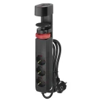 Emos hosszabbító kábel H3/1,5m 3 aljzat kapcsoló asztalra szerelhető USB fekete 3680 W PVC 1,5 mm2 P1321PD Olcsó