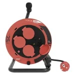 Újdonság Kültéri kábeldob 25m 4 aljzat fekete gumi 230V/400V 3X1,0 mm2 H05RR-F3G IP44 P082251