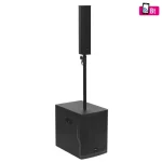 Outlet SAL PAS10W43S professzionális oszlopsugárzó hangrendszer, 25cm mélysugárzó, 4x3” szélessávú satellit hangszóró, aktív zenekari hangdoboz, Bluetooth, fém állvány