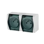 Elektro-Plast Hermes vízmentes falon kívüli 2-es dugalj átlátszó csapfedeles IP44 2+2f dupla KIVÁLÓ MINŐSÉG! KÜLTÉRI! Újdonság