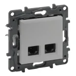 Akciós ár Legrand Niloé Step 2xRJ45 Cat.5E UTP csatlakozóaljzat alumínium 863360