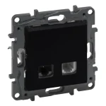 Legrand Niloé Step RJ45 Cat.6 UTP + 1xRJ11 csatlakozóaljzat fekete 863556 Prémium