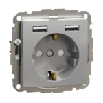 Schneider Sedna Design 2P+F dugalj gyermekvédelemmel kettős USB töltővel 16A/2.4A alumínium SDD113052 Biztonságos vásárlás