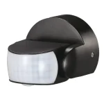 PIR érzékelő, max 600W, max 12m, 180°, IP65, fekete, fekete Biztonságos fizetés