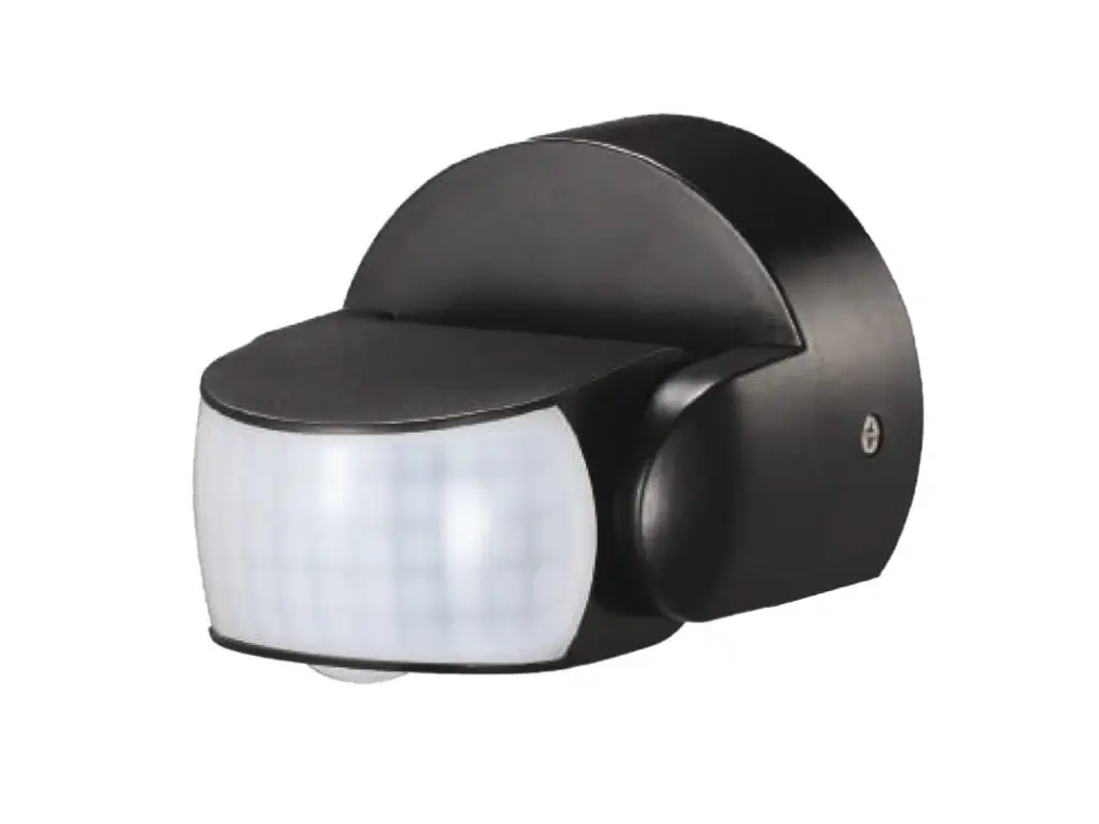 PIR érzékelő, max 600W, max 12m, 180°, IP65, fekete, fekete Biztonságos fizetés