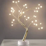 Akciós ár LED aranyfa asztalra, világító gömbök, 3.6W, 3xAA/USB, 36LED, 50cm, meleg fehér, IP20 [X1036152]