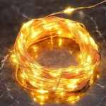LED dekorációs lánc 1.2m, 12LED, 2xAA, meleg fehér, funkció nélkül, réz [X0112121] Expressz szállítás