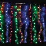 LED függöny 2m, 360LED, 20x ág, 2m ághossz, 8 funkció, adapter, átlátszó kábel, IP44, RGB [X08360322] Szuper ajánlat