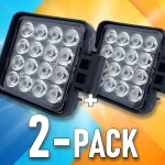 Olcsó LED munkalámpa kapcsolóval, négyzet alakú, 16xLED/2-PACK! [L0161]