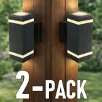 Exkluzív ajánlat Fali lámpa 2xE27-hez, IP44, fekete, négyzet alakú/2-PACK!