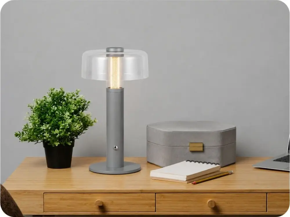Prémium LED újratölthető asztali lámpa, szürke, 1W, 100lm, IP20, 3000K.