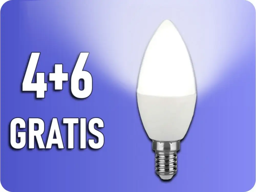 Árengedmény E14 LED izzó 7W, 600Lm, SAMSUNG chip, C37, 4+6 gratis!