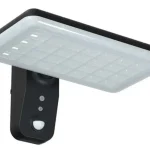 Biztonságos vásárlás LED napelemes fali lámpa érzékelővel 15W, 2000lm, 6000mAh, 6000K+4000K, fekete, IP65