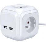 Solight hosszabbító kocka, 4 aljzat, 230 V, 2x USB, kábel 2 m [PP145USB] Árcsökkenés