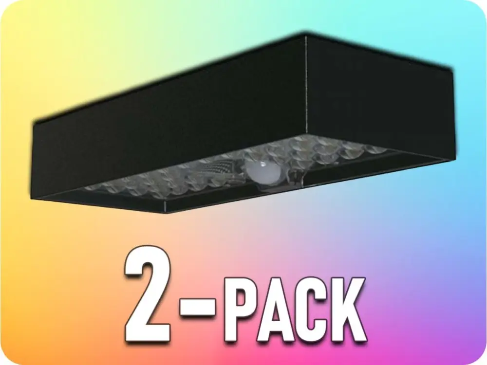 LED napelemes fali lámpa érzékelővel 6W, 900lm, 3000mAh, 4000K, fekete/2-PACK! Ajánlat