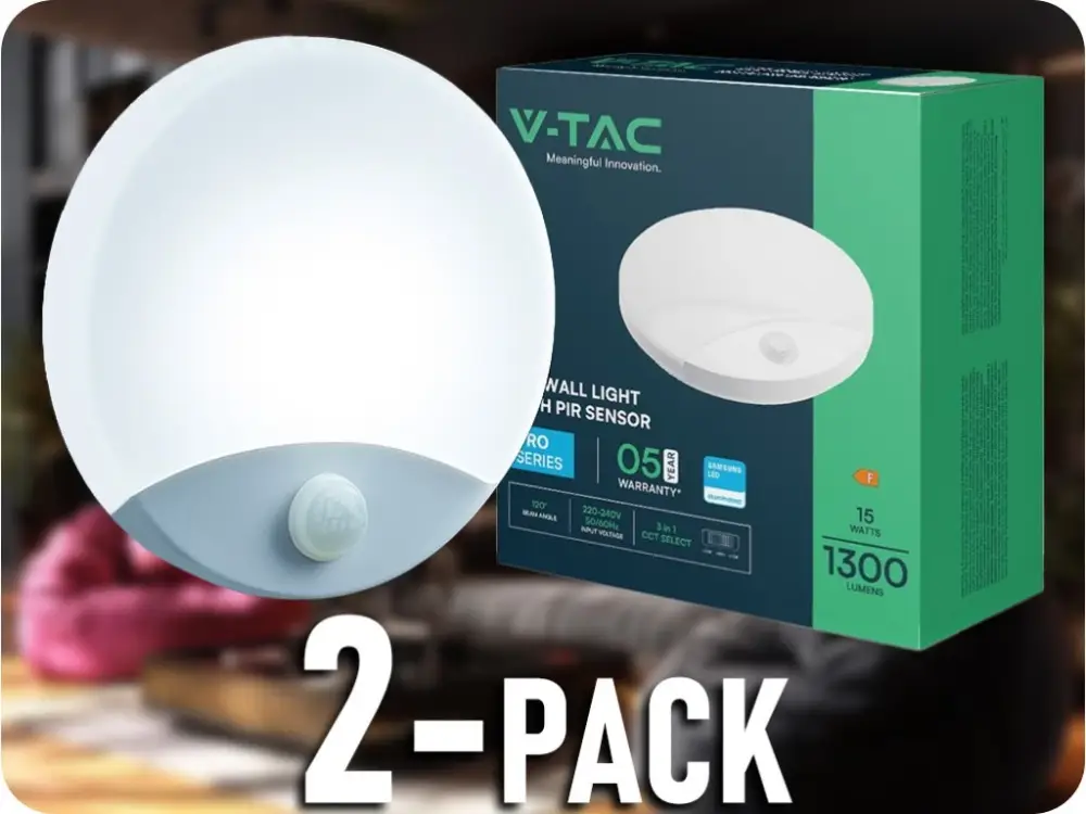 Akció LED FALI LÁMPA PIR ÉRZÉKELŐVEL 15W, 1300LM, FÉNYSZÍNVÁLTOZÁS 3000/4000/6000K/2-PACK!