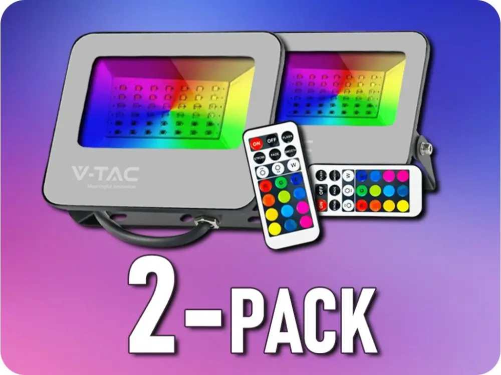Akció LED REFLEKTOR RGB+W (6500K) TÁVIRÁNYÍTÓVAL 30W, 2310LM, IP65/2-PACK!