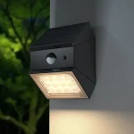 LED napelemes fali lámpa szenzorral 2,5W, 300lm, CCT, fekete Végkiárusítás