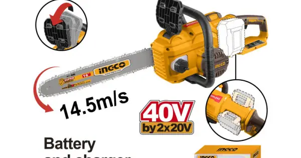 Akkus láncfűrész 400 mm szénkefe nélküli 2 x 20 V INGCO (CGSLI40168) Biztonságos vásárlás