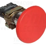 Tokozott gombafejű vészgomb, fémalapra szerelt, piros Szezonális akció