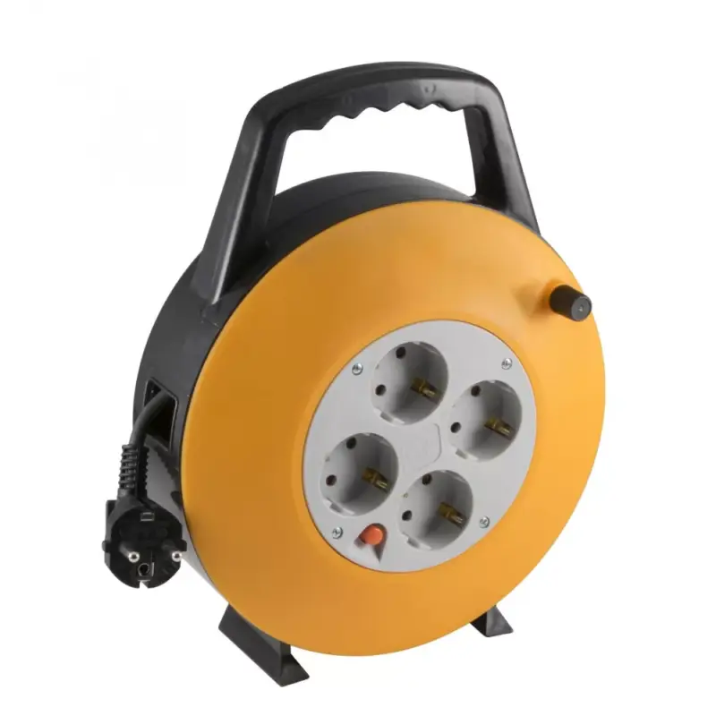 Home HJR 3-10 kábeldob, 10 m, IP20 kivitel, műanyag tartó, H05VV-F 3G1,0 mm2 kábel, max. 2300 W, védőkapcsoló, 4 védőérintkezős aljzat Újdonság