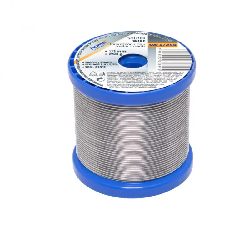 Árcsökkenés Home SW 1/250 forrasztóón, 1mm, 250g, európai gyártótól származó kiváló minőségű forrasztóón, összetétel: SN/PB: 60/40%, gyanta: 2,0%
