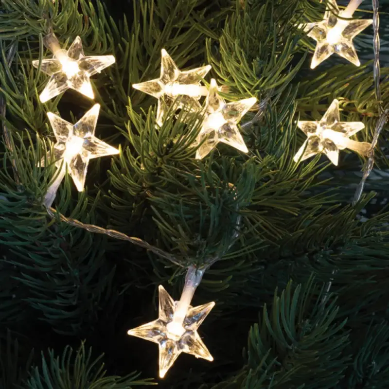 Utolsó esély Home MLC 10/CS mini LED-es csillag fényfüzér, 0,9 m / 10 db melegfehér LED, állófényű, átlátszó vezeték, elemes, beltéri kivitel