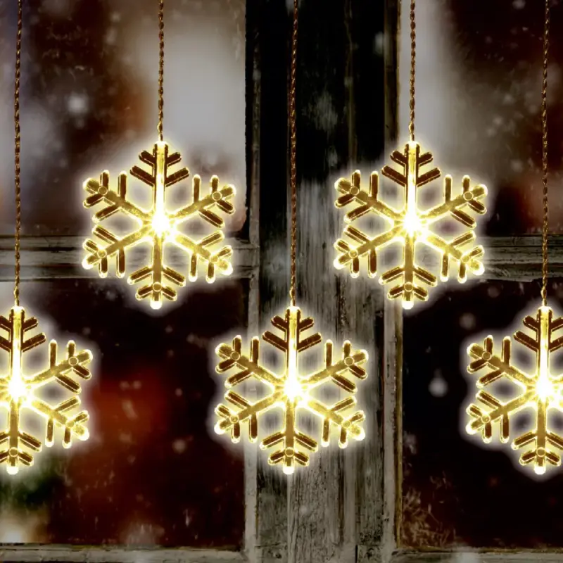 Utolsó esély Home KAF 8/F LED-es hókristály fényfüggöny, 0,9 m / 8 db melegfehér LED akril hókristályban, átlátszó vezeték, hálózati adapter, kül- és beltéri kivitel