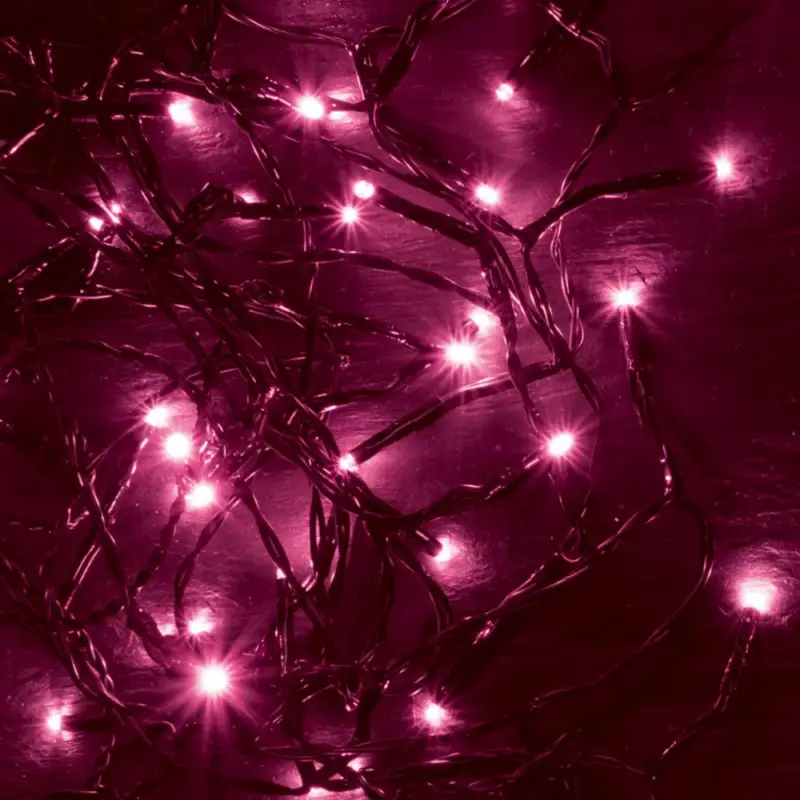 Olcsóbb Home KII 100/P LED-es fényfüzér, 8 m / 100 db pink LED, állófényű, zöld vezeték, hálózati adapter, beltéri kivitel