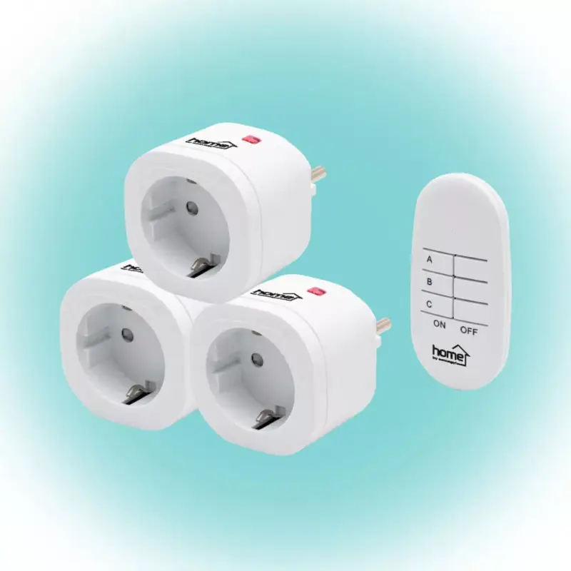 Home TH 3013 távirányítható hálózati aljzatszett, 40 m hatótáv, max. 3000 W, rádiós összeköttetés, 230 V, egyszerűen tanítható, fehér Újdonság