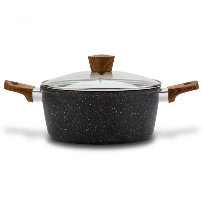 Nava 10-144-122 Nature tapadásmentes lábas, kőbevonattal, hőálló fogantyú, üvegfedő, 28 cm Korlátozott ajánlat