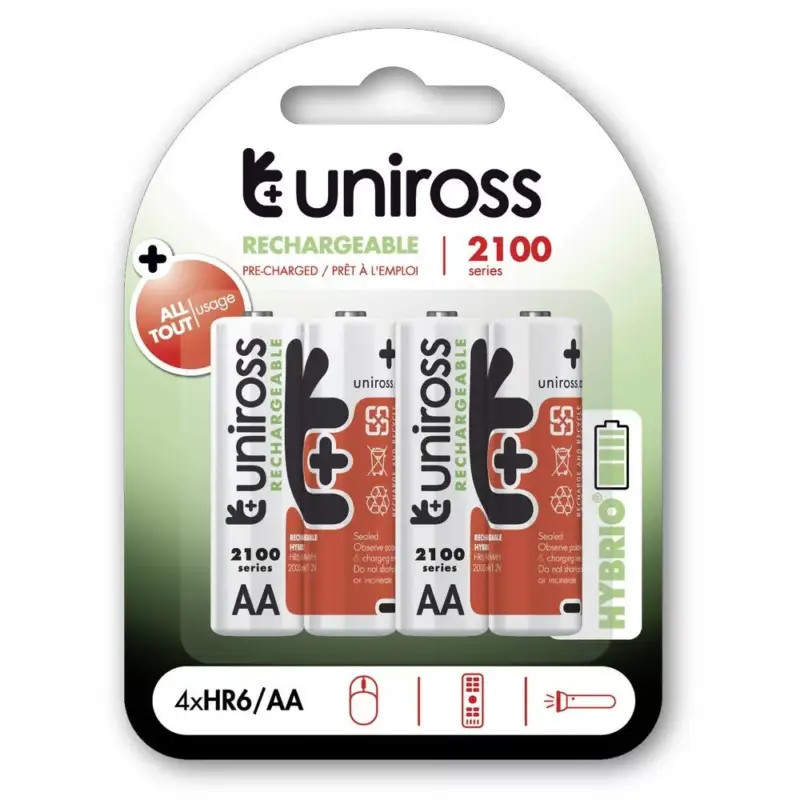 Uniross AA/ceruza 1,2V 2100mAh Ni-MH HYBRIO akkumulátor 4db/csomag Exkluzív ajánlat
