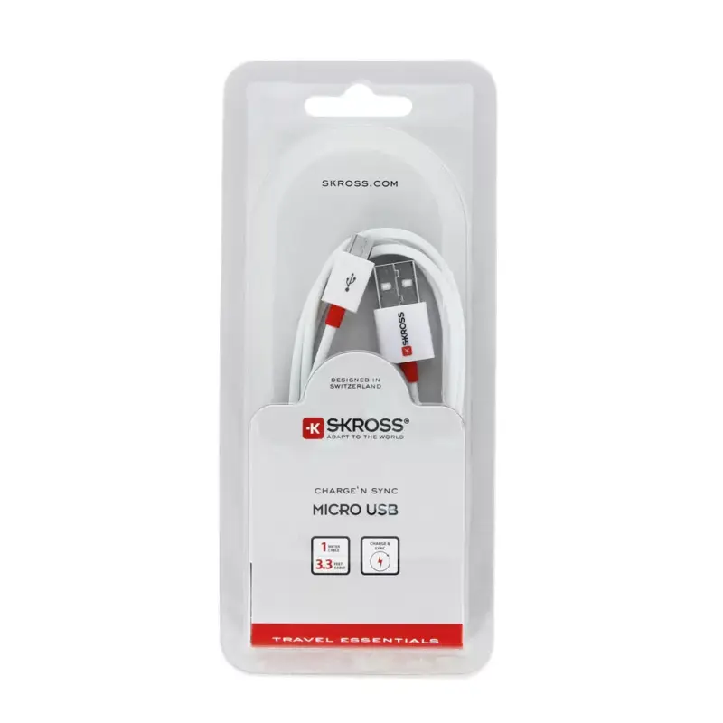 SKROSS USB kábel, töltő, szinkron, travel (microUSB) 1m Expressz szállítás