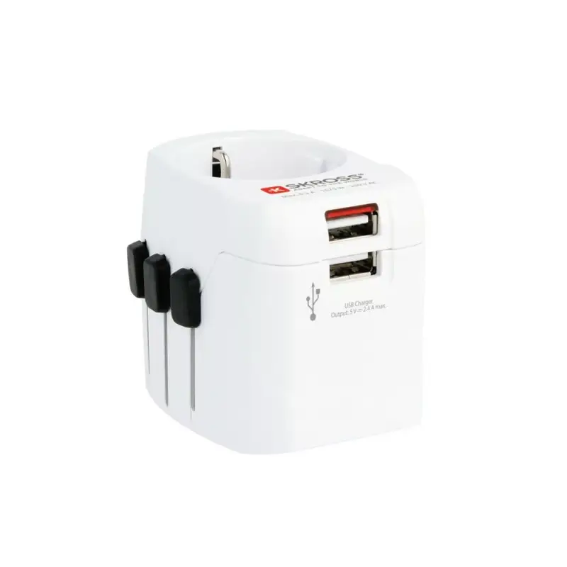 SKROSS PRO Light világutazó hálózati csatlakozó átalakító, földelt,USB 2xA Vedd meg online