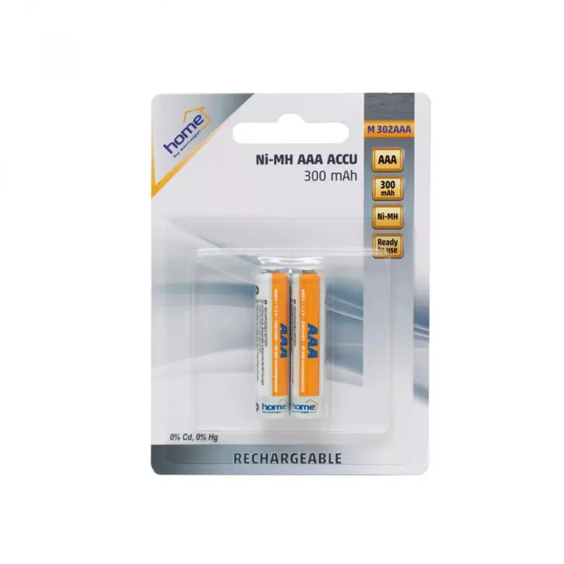 Nézd meg most Home M 302AAA tölthető akkumulátor, NiMH, AAA, 300 mAh, 2 db
