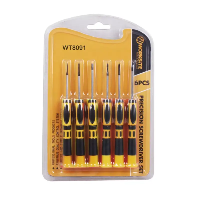 Bestseller WORKSITE WT8091 műszerész csavarhúzó készlet, 6db, lapos és Phillips csillag fejek, precíziós feladatokhoz